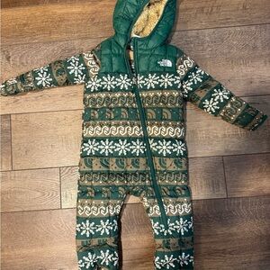 The North Face Green and Brown Kids Puffer Jacket